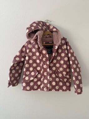 Toddler Lined Spring Raincoat Jacket Size 2T Me Jane Mini Pink Polka Dot EUC